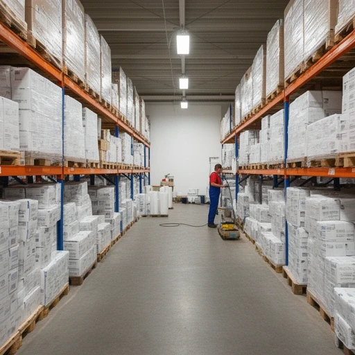Magazyn firmy sprzątającej z zapasem materiałów